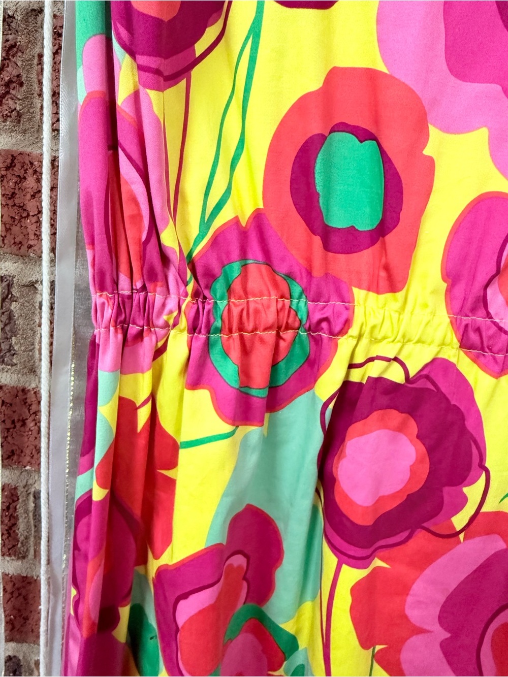 Ellen & Ollie Dress with Pink & Green Floral Ruffles Vibrant Colorful - Picture 6 of 10